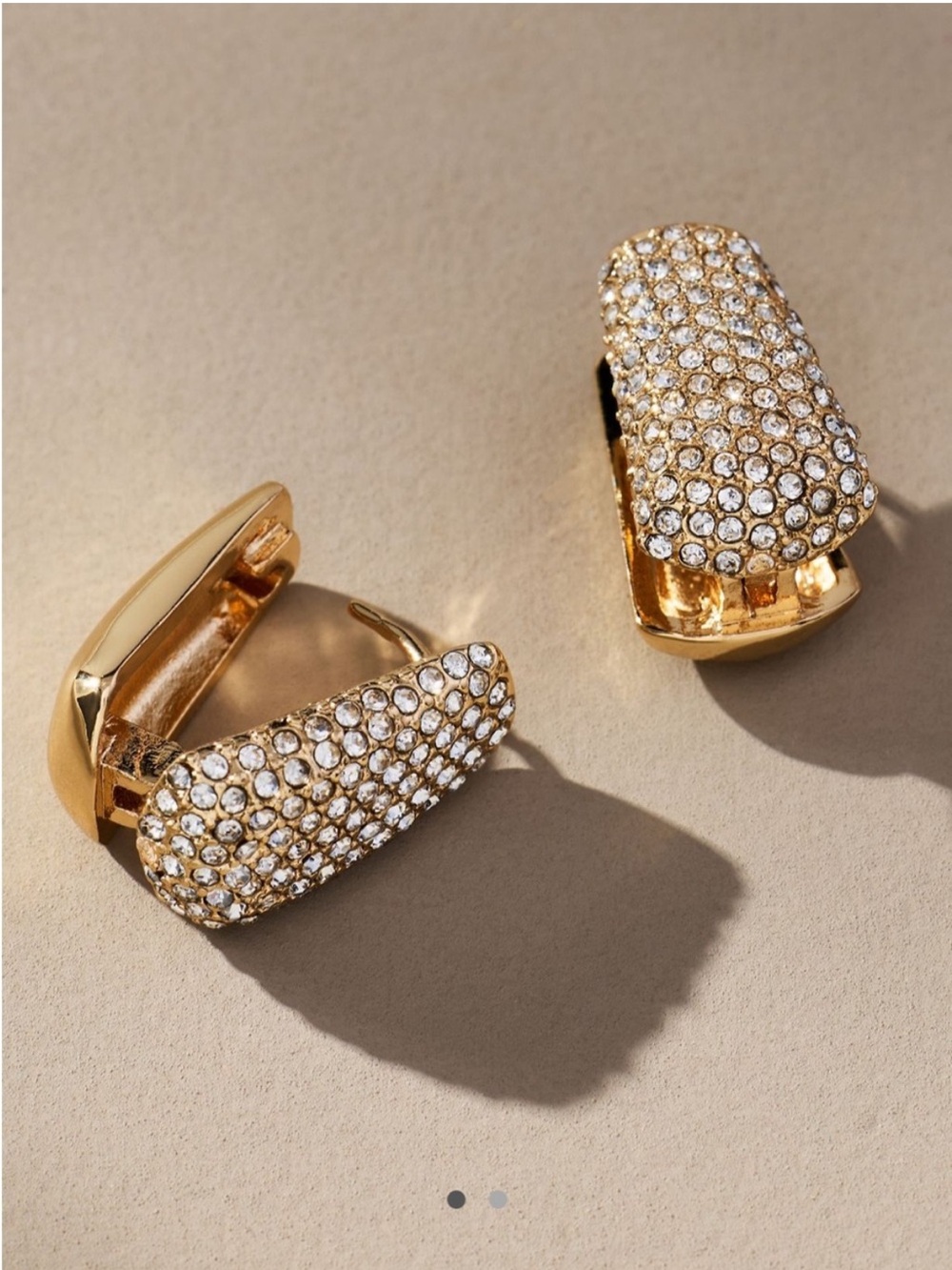 New! Anthropologie Gold Plated Crystal Huggie Earrings (4021)